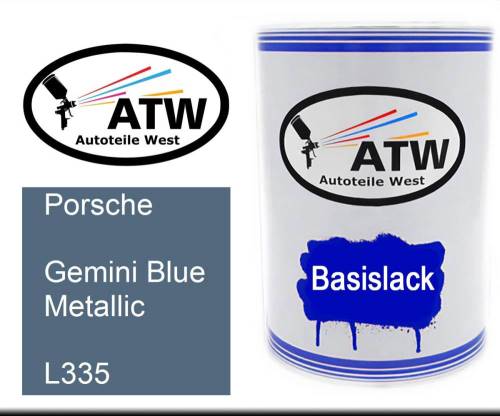 Porsche, Gemini Blue Metallic, L335: 500ml Lackdose, von ATW Autoteile West.